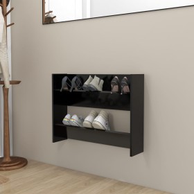 Zapatero de pared madera contrachapada negro 80x18