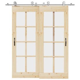 Kit de herrajes para puerta corredera 200 cm acero plateado