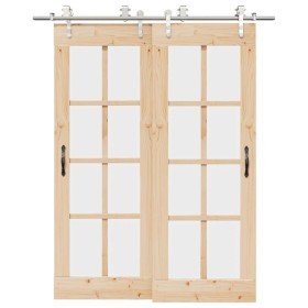 Kit de herrajes para puerta corredera 183 cm acero plateado