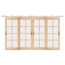 Kit de herrajes para puerta corredera 200 cm acero plateado