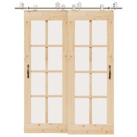 Kit de herrajes para puerta corredera 183 cm acero plateado
