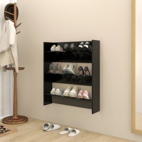 Wall-mounted black plywood shoe rack 80x18x90 cm by vidaXL, Shoe racks and shoe organizers - Ref: Foro24-806779, Price: 36,01...
