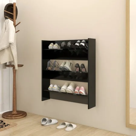 Zapatero de pared madera contrachapada negro 80x18x90 cm de vidaXL, Zapateros y organizadores de calzado - Ref: Foro24-806779...