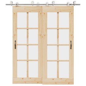 Kit de herrajes para puerta corredera 200 cm acero plateado