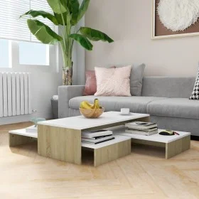 Stapelbare Couchtische in Weiß und Sonoma-Eiche, 100 x 100 x 26,5 cm von vidaXL, Couchtisch - Ref: Foro24-806800, Preis: 41,0...