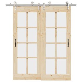 Kit de herrajes para puerta corredera 200 cm acero plateado
