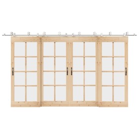 Kit de herrajes para puerta corredera 400 cm acero plateado