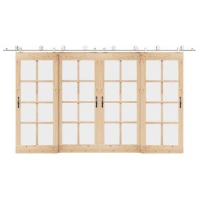 Kit de herrajes para puerta corredera 400 cm acero plateado