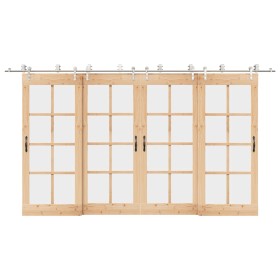 Kit de herrajes para puerta corredera 400 cm acero plateado