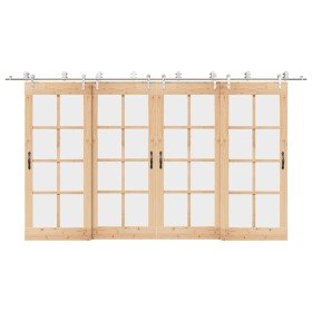 Kit de herrajes para puerta corredera 400 cm acero plateado