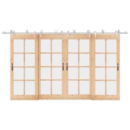 Kit de herrajes para puerta corredera 400 cm acero plateado en Artículos para puertas | Comprar online en Foro24