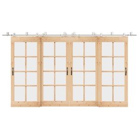 Kit de herrajes para puerta corredera 400 cm acero plateado