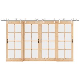 Kit de herrajes para puerta corredera 400 cm acero plateado