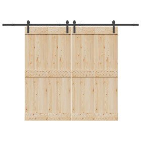 Kit de herrajes para puertas correderas acero negro 305 cm