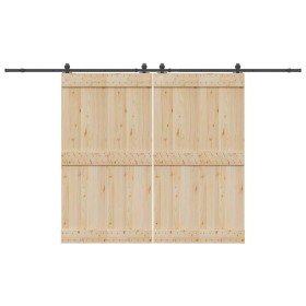 Kit de herrajes para puertas correderas acero negro 366 cm