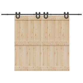Kit de herrajes para puertas correderas acero negro 366 cm
