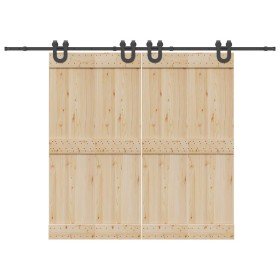 Kit de herrajes para puertas correderas acero negro 400 cm