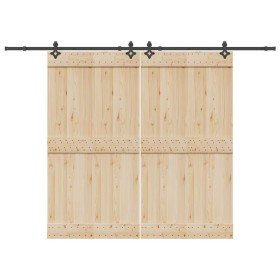Kit de herrajes para puertas correderas acero negro 305 cm