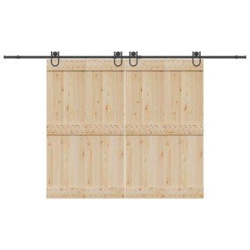 Kit de herrajes para puertas correderas acero negro 366 cm