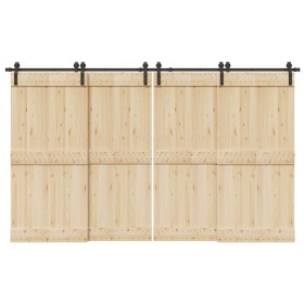 Kit de herrajes para puertas correderas acero negro 366 cm