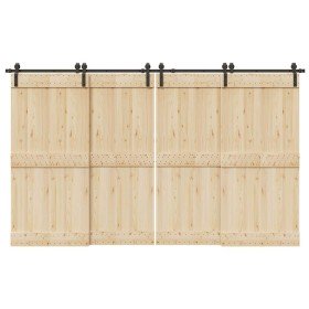 Kit de herrajes para puertas correderas acero negro 366 cm