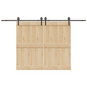 Kit de herrajes para puertas correderas acero negro 366 cm