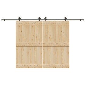 Kit de herrajes para puertas correderas acero negro 366 cm