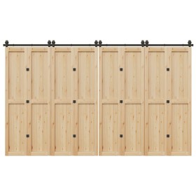 Kit de herrajes para puertas correderas acero negro 366 cm