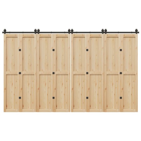 Kit de herrajes para puertas correderas acero negro 366 cm