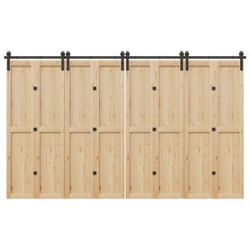 Kit de herrajes para puertas correderas acero negro 366 cm