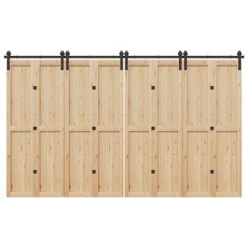 Kit de herrajes para puertas correderas acero negro 366 cm