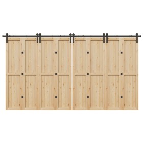 Kit de herrajes para puertas correderas acero negro 400 cm