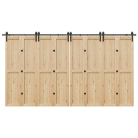 Kit de herrajes para puertas correderas acero negro 400 cm