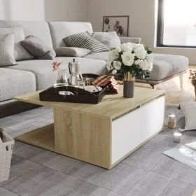 Couchtisch aus Sperrholz weiß und Eiche 80x80x31 cm von vidaXL, Couchtisch - Ref: Foro24-806881, Preis: 70,02 €, Rabatt: %