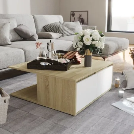 Couchtisch aus Sperrholz weiß und Eiche 80x80x31 cm von vidaXL, Couchtisch - Ref: Foro24-806881, Preis: 70,02 €, Rabatt: %