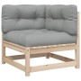 Set de sofás de jardín 3 pzas con cojines madera maciza de pino
