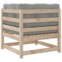 Set de sofás de jardín 3 pzas con cojines madera maciza de pino