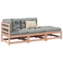 Set de sofás jardín 3 pzas con cojines madera abeto Douglas