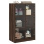 Aparador alto con puertas madera roble marrón 68x37x109 cm