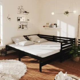 Removable sofa bed solid black pine wood 2x(90x200) cm by vidaXL, Beds and slatted bases - Ref: Foro24-806969, Price: 209,80 ...