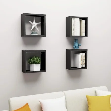 Cube wall shelf 4 pcs black 30x15x30 cm by vidaXL, Shelves and shelves - Ref: Foro24-807002, Price: 39,80 €, Discount: %