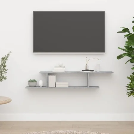 TV-Wandregal aus betongrauem Sperrholz, 125 x 18 x 23 cm von vidaXL, Regale und Regale - Ref: Foro24-806993, Preis: 26,86 €, ...