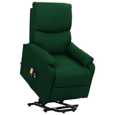 Sillón de masaje elevable tela verde oscuro