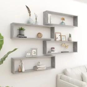 Cube wall shelf 4 units concrete gray plywood 100x15x30cm by vidaXL, Shelves and shelves - Ref: Foro24-807092, Price: 61,44 €...