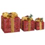 Caja regalo decorativa Navidad 3 pzas rojo exterior/interior