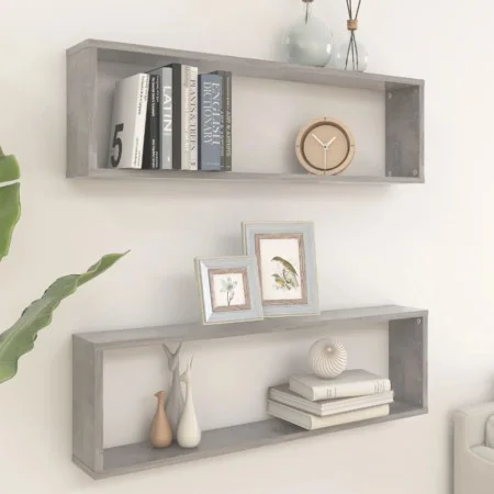 Cube wall shelf 2 units plywood gray concrete 100x15x30cm by vidaXL, Shelves and shelves - Ref: Foro24-807091, Price: 32,52 €...