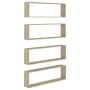 Estantes cubo pared 4uds contrachapado roble Sonoma 100x15x30cm