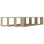 Estantes cubo pared 4uds contrachapado roble Sonoma 100x15x30cm