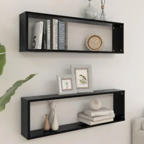 Würfelwandregale 2 Stück schwarzes Sperrholz 100x15x30 cm von vidaXL, Regale und Regale - Ref: Foro24-807082, Preis: 37,84 €,...