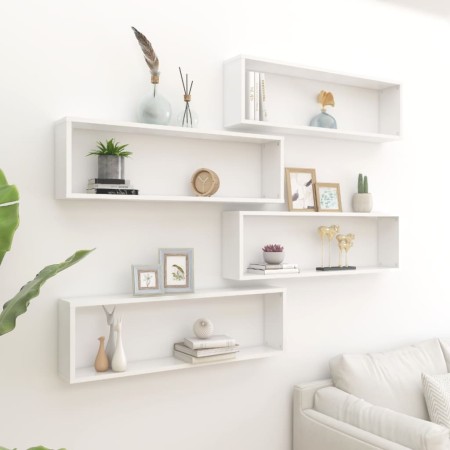 Cube Wandregal 4 Stück glänzend weißes Sperrholz 100x15x30cm von vidaXL, Regale und Regale - Ref: Foro24-807098, Preis: 72,14...